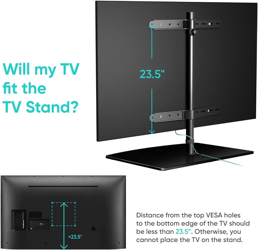 PT2 BLACK Support TV de table pour des téléviseurs de 32 à 65 pouces